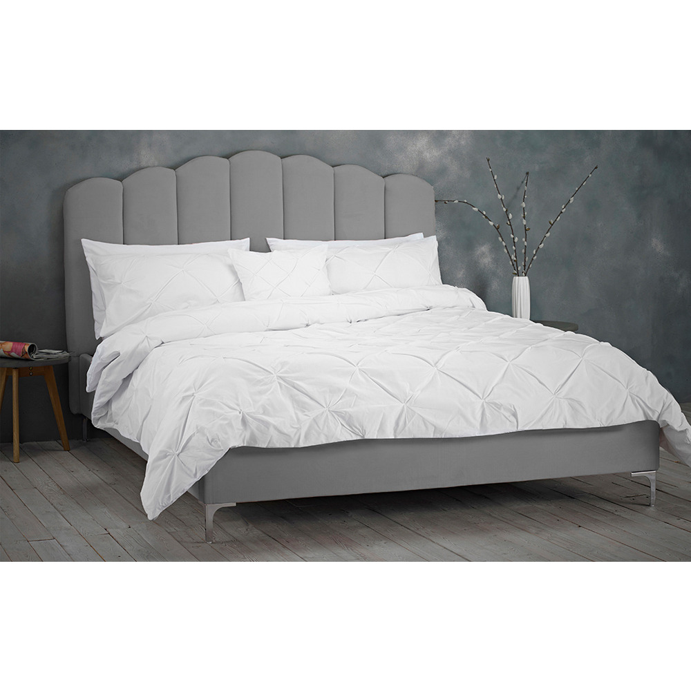 LPD Willow Silver Velvet Bed Frame, King Size