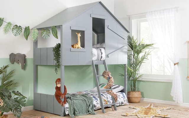 Birlea Safari Wooden Bunk Bed, Single, Grey