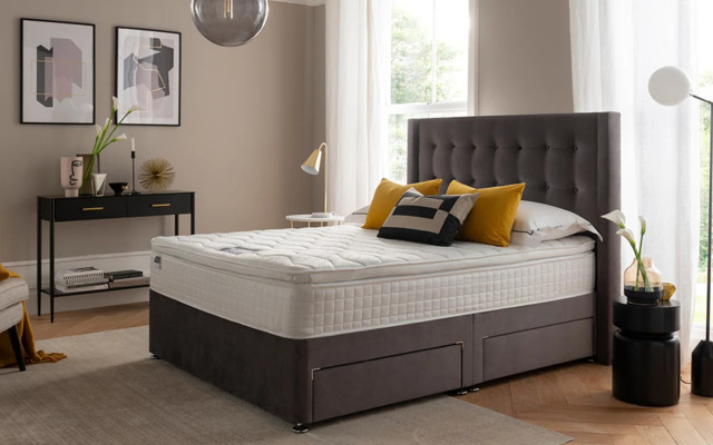 Silentnight Bloomsbury Charcoal Velvet Bed Frame, Double, No Storage