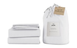 Panda Bamboo and French Linen Bedding Set, Double, Himalayan Pink