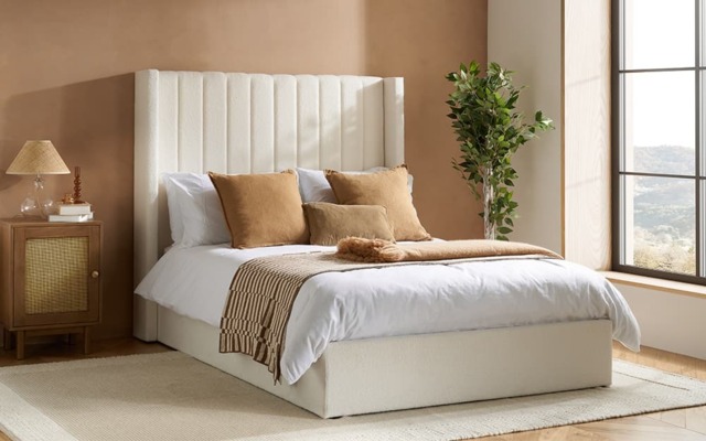 Birlea Maisey Fabric Ottoman Bed Frame, King Size, White Boucle