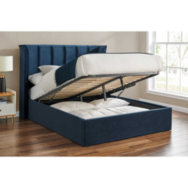 Catania Upholstered Ottoman Bed, Limelight_Navy Blue, King Size
