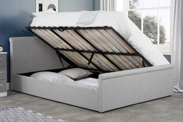 Stratus Grey Ottoman Bed, Small Double