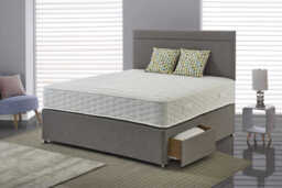 Jasmine Traditionally Sprung Mattress + Premium Divan Bed, Mink, No Drawer, Single