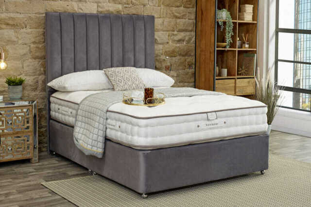 Tuft & Springs� Temptation 3000 Mattress + Premium Divan Bed, Silver, 4 Drawer, Super King