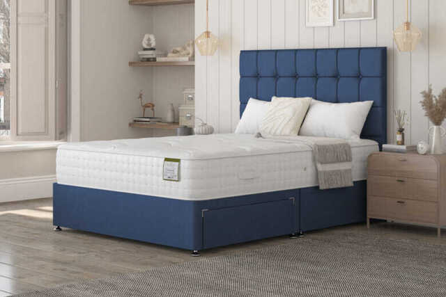 Highgrove Belmont 1000 Pocket Natural Mattress + Premium Divan Bed, Silver, 4 Drawer, Single