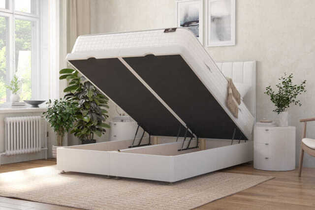 Spring King� Wool Ortho Pocket Mattress + Ottoman Divan Bed, Silver, End Ottoman, Single