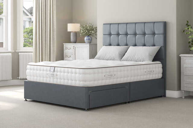Tuft & Springs� Solace 2000 Extra Firm Mattress + Premium Divan Bed, Silver, 2 Drawer, King Size