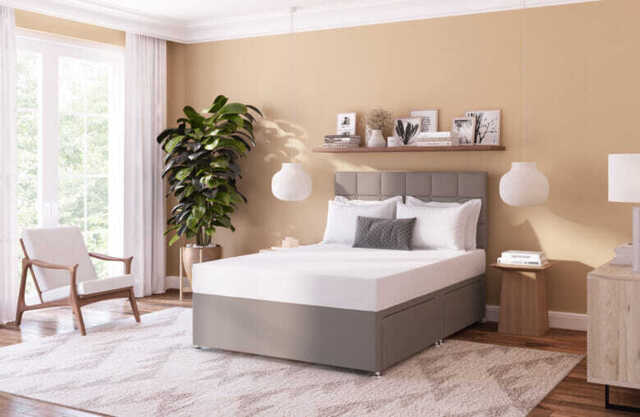 Value Memory Foam Mattress + Premium Divan Bed, Silver, 4 Drawer, Double