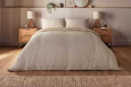 Silentnight Supersoft Gingham Seersucker Duvet Set � Natural, Double
