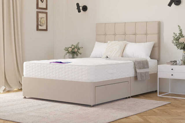 Zante Ortho Traditionally Sprung Mattress + Premium Divan Bed, Mink, 4 Drawer, King Size