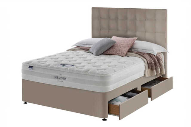 Silentnight Miracoil Memory Mattress + Premium Divan Bed, Mink, No Drawer, Single