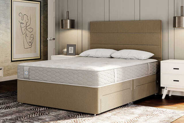 Sealy Ortho Plus Silver Memory Mattress + Premium Divan Bed, Cream, No Drawer, Double