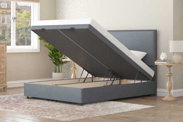 Value Eco Foam Mattress + Ottoman Divan Bed, Mink, End Ottoman, Single
