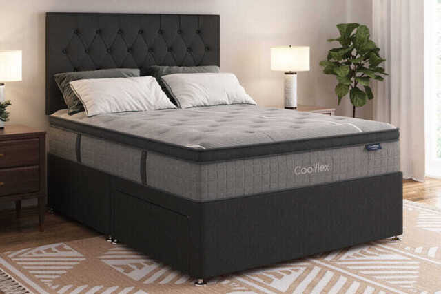 Coolflex� Hybrid ICE Mattress + Premium Divan Bed, Silver, 4 Drawer, Small Double