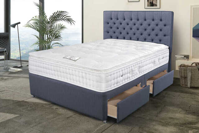 Sleepeezee Opulent Wool Pillow Top Mattress + Premium Divan Bed, Mink, No Drawer, Small Double