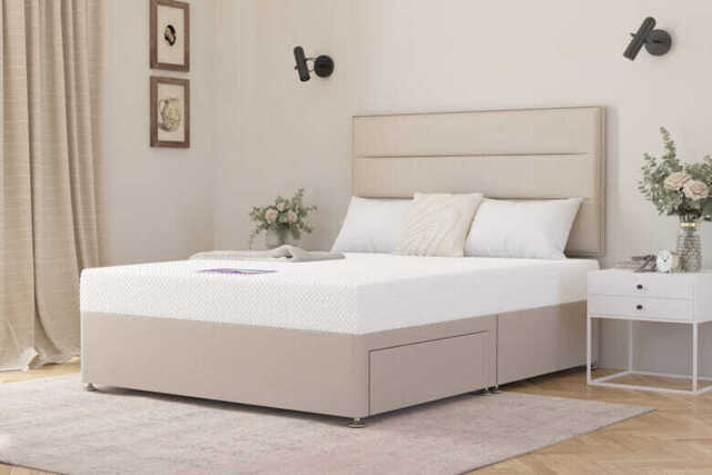 Ortho Care Foam Mattress + Premium Divan Bed, Cream, 4 Drawer, Double