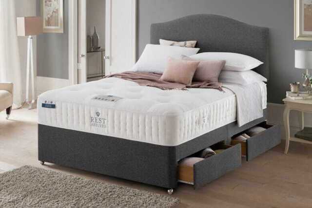 Rest Assured Northington 2000 Pocket Natural Mattress + Premium Divan Bed, Teal, No Drawer, Single