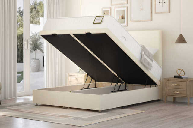 Highgrove Ashbourne Ortho 2000 Pocket Natural Mattress + Ottoman Divan Bed, Marine, End Ottoman, Super King