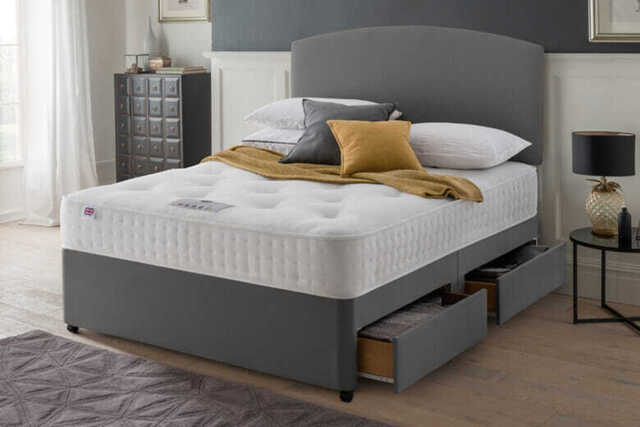 Rest Assured Venice Ortho 1400 Pocket Mattress + Premium Divan Bed, Silver, No Drawer, Single