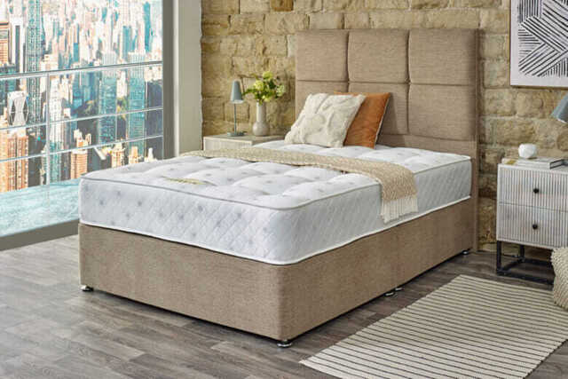 Shire Bed Company Pocket Luxury 1000 Mattress + Premium Divan Bed, Cream, 2 Drawer, Single