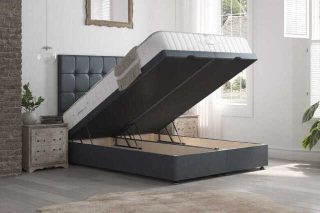 Millbrook Duke Natural Silk Mattress + Ottoman Divan Bed, Silver, End Ottoman, Double