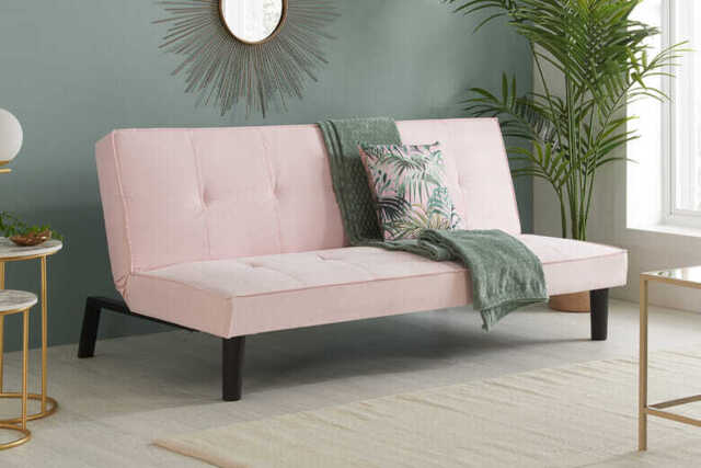 Aurora Pink Velvet Sofa Bed,