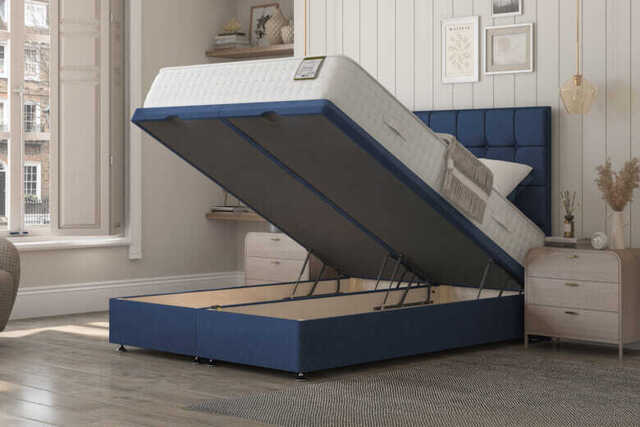 Highgrove Belmont 1000 Pocket Natural Mattress + Ottoman Divan Bed, Mink, End Ottoman, Super King