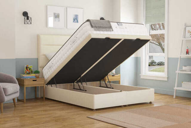 Tuft & Springs� Enchantment 1500 Mattress + Ottoman Divan Bed, Silver, End Ottoman, King Size