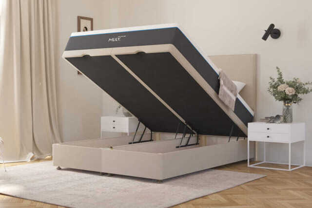 MLILY�? Arctic Ortho 1800 Cool Gel Hybrid Mattress + Ottoman Divan Bed, Cream, End Ottoman, Super King