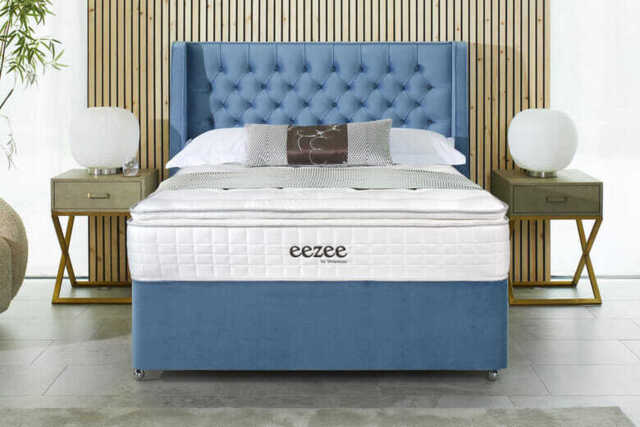 Sleepeezee Natural 3000 Pocket Latex Ortho Mattress + Premium Divan Bed, Silver, 4 Drawer, Double