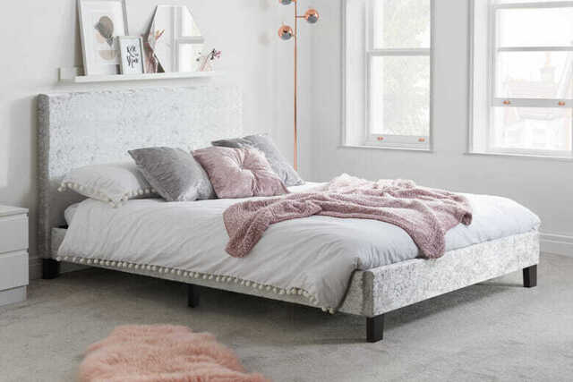 Berlin Fabric Bed, Grey, Single