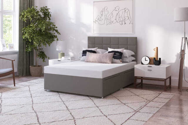 Value Eco Foam Mattress + Premium Divan Bed, Silver, No Drawer, Single