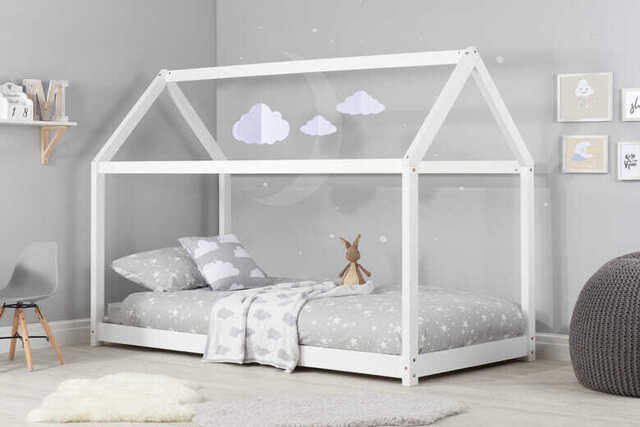 House Kids Bed, Grey, Single