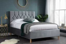 Loxley Fabric Bed, Light Grey, Small Double