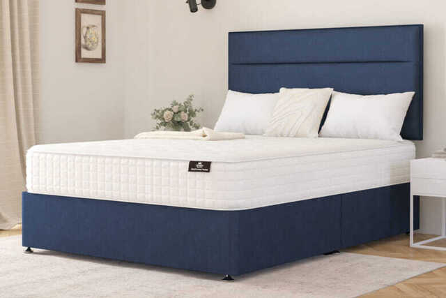 Spring King� Wool Luxury Pocket Mattress + Premium Divan Bed , Teal, 2 Drawer, Single