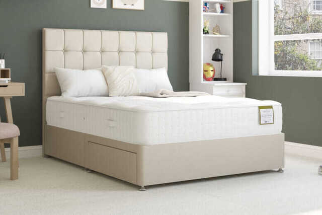 Highgrove Rowley Ortho 1000 Pocket Natural Mattress + Premium Divan Bed, Teal, 2 Drawer, King Size