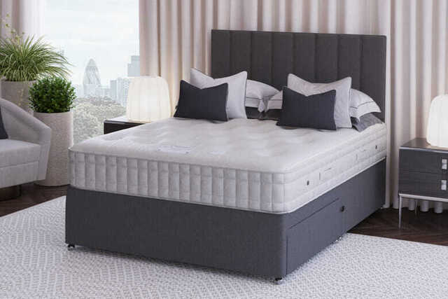 Sleepeezee Shetland Ortho Comfort Mattress + Premium Divan Bed, Silver, 2 Drawer, Single