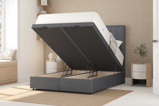 Cashmere Ortho 1000 Pocket British Wool Mattress + Ottoman Divan Bed, Cream, End Ottoman, Double