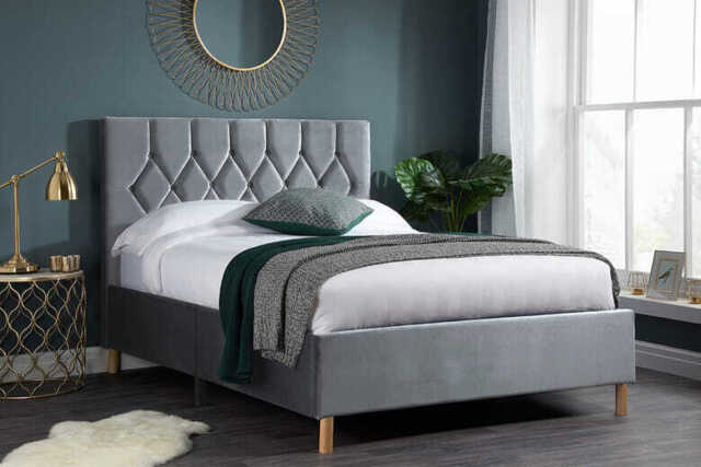 Loxley Fabric Bed, Green, Small Double