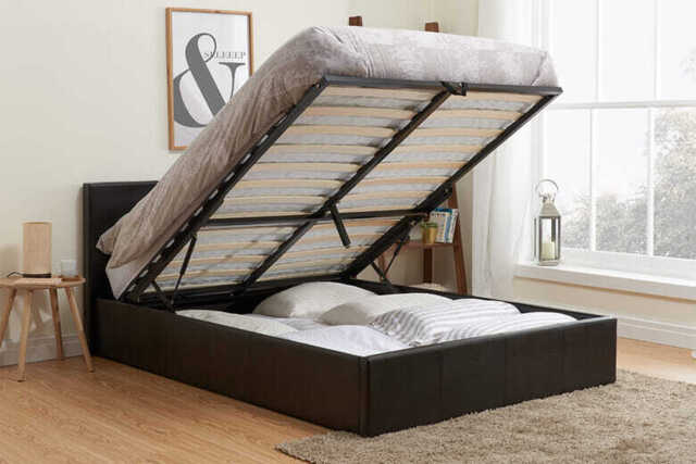 Berlin Brown Ottoman Bed, Double