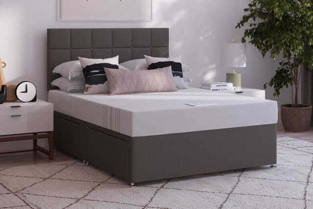 Breasley Select PLUS Memory 1000 Pocket Mattress + Premium Divan Bed, Bednextday_Carbon, End Opening Ottoman, King Size