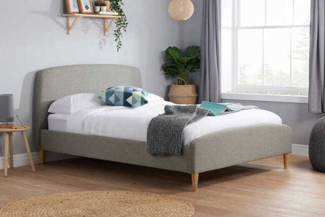 Quebec Grey Fabric Bed, Small Double