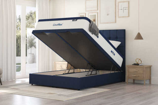 Coolflex� Premium Memory Hybrid Mattress + Ottoman Divan Bed, Carbon, End Ottoman, Single