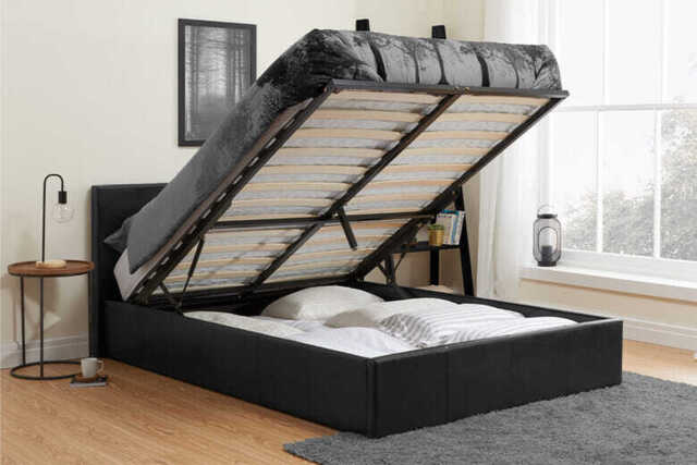 Berlin Black Ottoman Bed, Small Double
