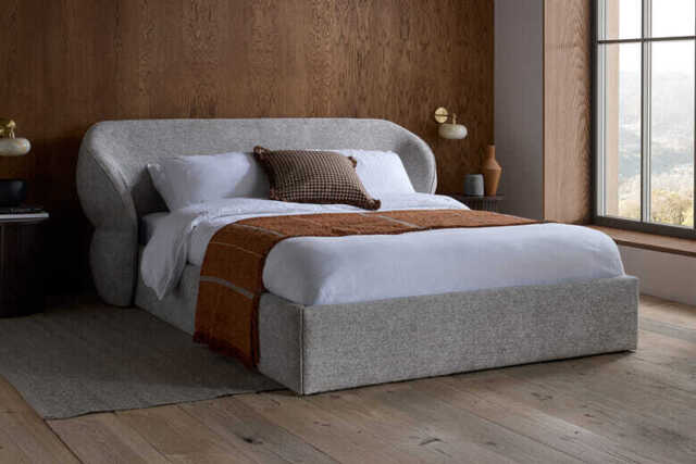 Milan Grey Upholstered Bed, King Size