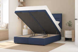 Value Memory Foam Mattress + Ottoman Divan Bed, Silver, End Ottoman, Small Double
