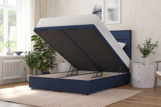 Shire Bed Company Memory Deluxe 1000 Mattress + Ottoman Divan Bed, Teal, End Ottoman, Single