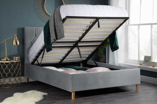 Loxley Grey Ottoman Bed, Small Double