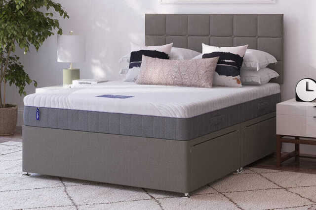 Coolflex� Pocket Plush 2000 Memory Hybrid Mattress + Premium Divan Bed, Midnight Blue, 4 Drawers, Single
